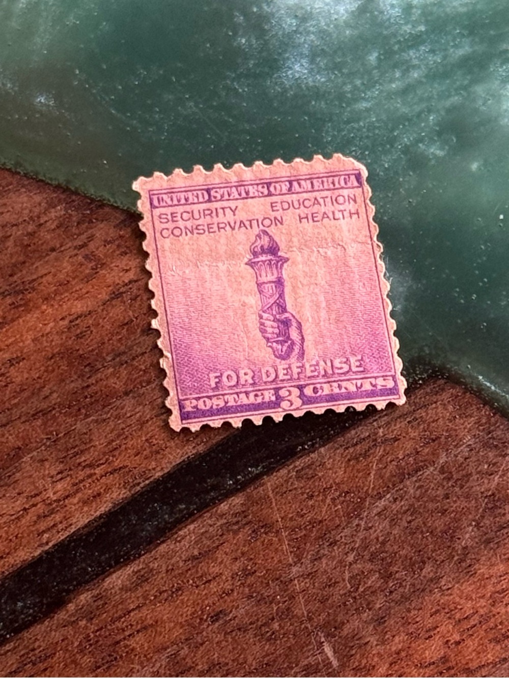1940 - 3c For Defense Torch of Enlightenment, Vintage US Postage Stamp Art